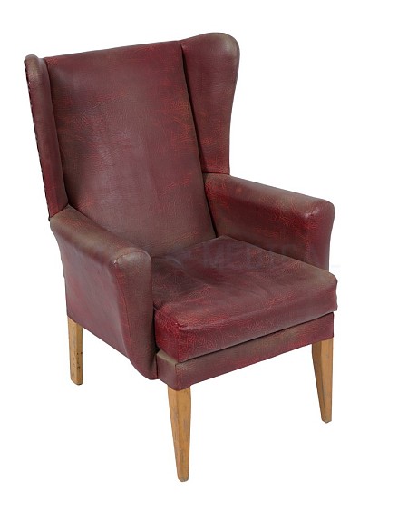  Red PVC Armchair Sun Faded